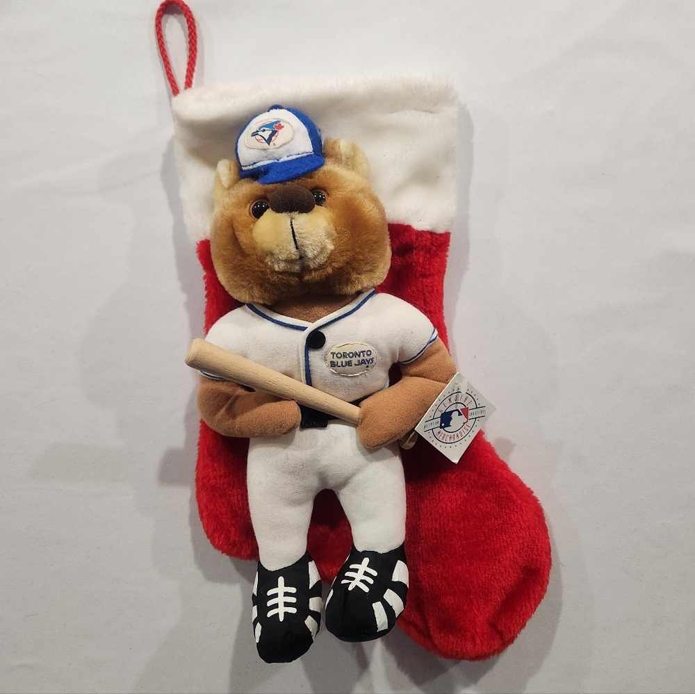 Vintage 1993 Toronto Blue Jays Bear Plush Christmas Stocking 🎄